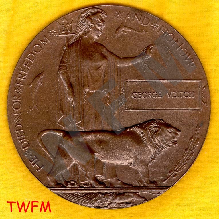 Bronze Memorial Plaque of George Veitch - Copyright WFM