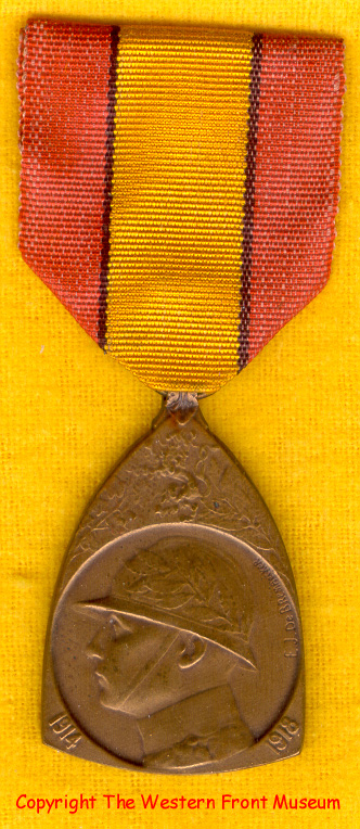Commemorative Belgium war medal 1914-1918